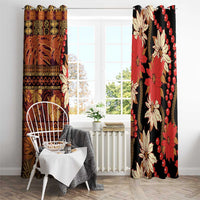 Hawaii Christmas Poinsettia Lei Window Curtain Tapa Pattern LT01 - Polynesian Pride