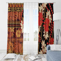 Hawaii Christmas Poinsettia Lei Window Curtain Tapa Pattern LT01 - Polynesian Pride