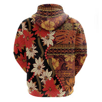 Hawaii Christmas Poinsettia Lei Zip Hoodie Tapa Pattern LT01 - Polynesian Pride