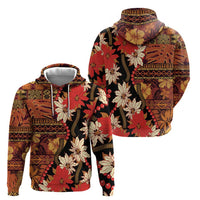 Hawaii Christmas Poinsettia Lei Zip Hoodie Tapa Pattern LT01 - Polynesian Pride