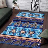Hawaii Turtles Pattern Special Blue Area Rug LT01 Blue - Polynesian Pride