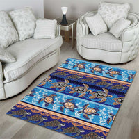 Hawaii Turtles Pattern Special Blue Area Rug LT01 - Polynesian Pride