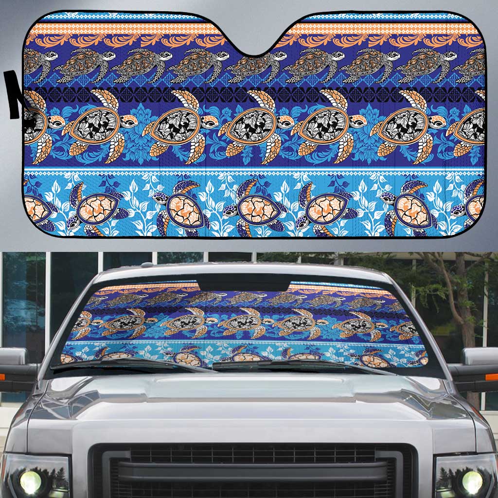 Hawaii Turtles Pattern Special Blue Auto Sun Shade LT01 Blue - Polynesian Pride