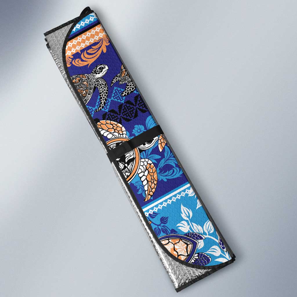 Hawaii Turtles Pattern Special Blue Auto Sun Shade LT01 - Polynesian Pride