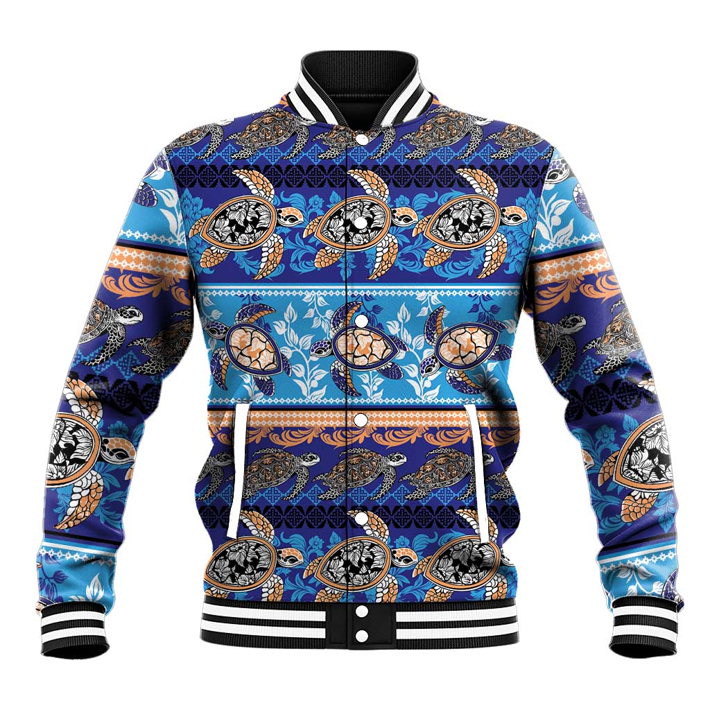 Hawaii Turtles Pattern Special Blue Baseball Jacket LT01 Unisex Blue - Polynesian Pride