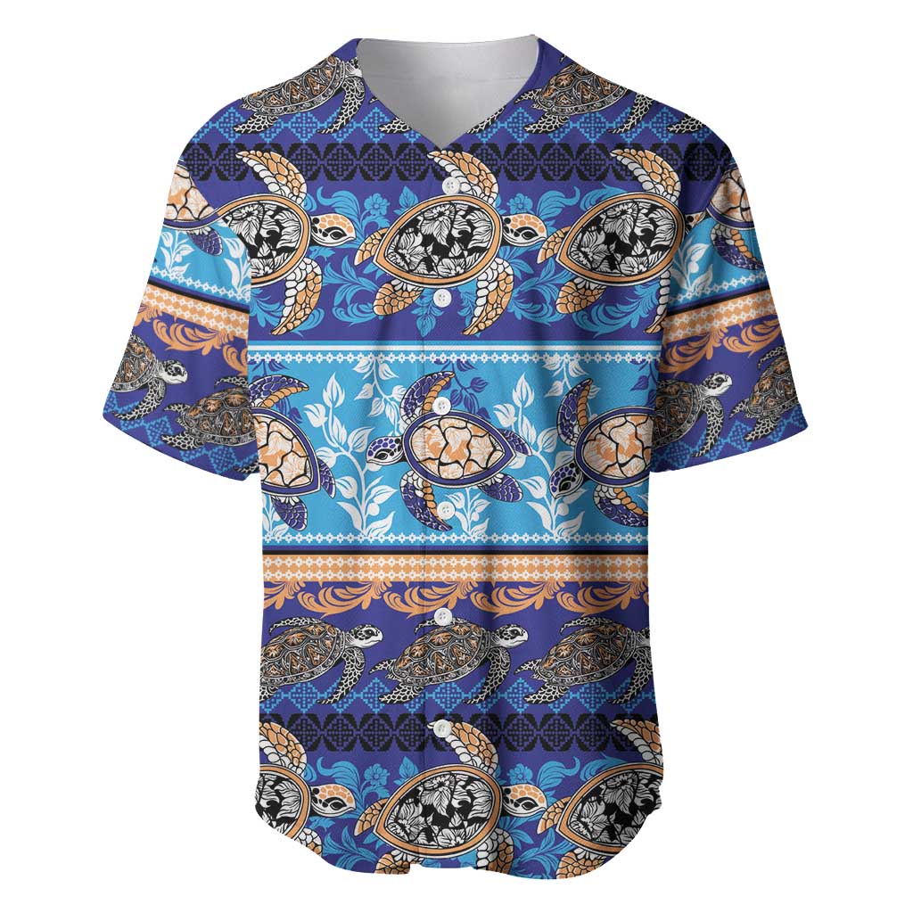 Hawaii Turtles Pattern Special Blue Baseball Jersey LT01 Blue - Polynesian Pride