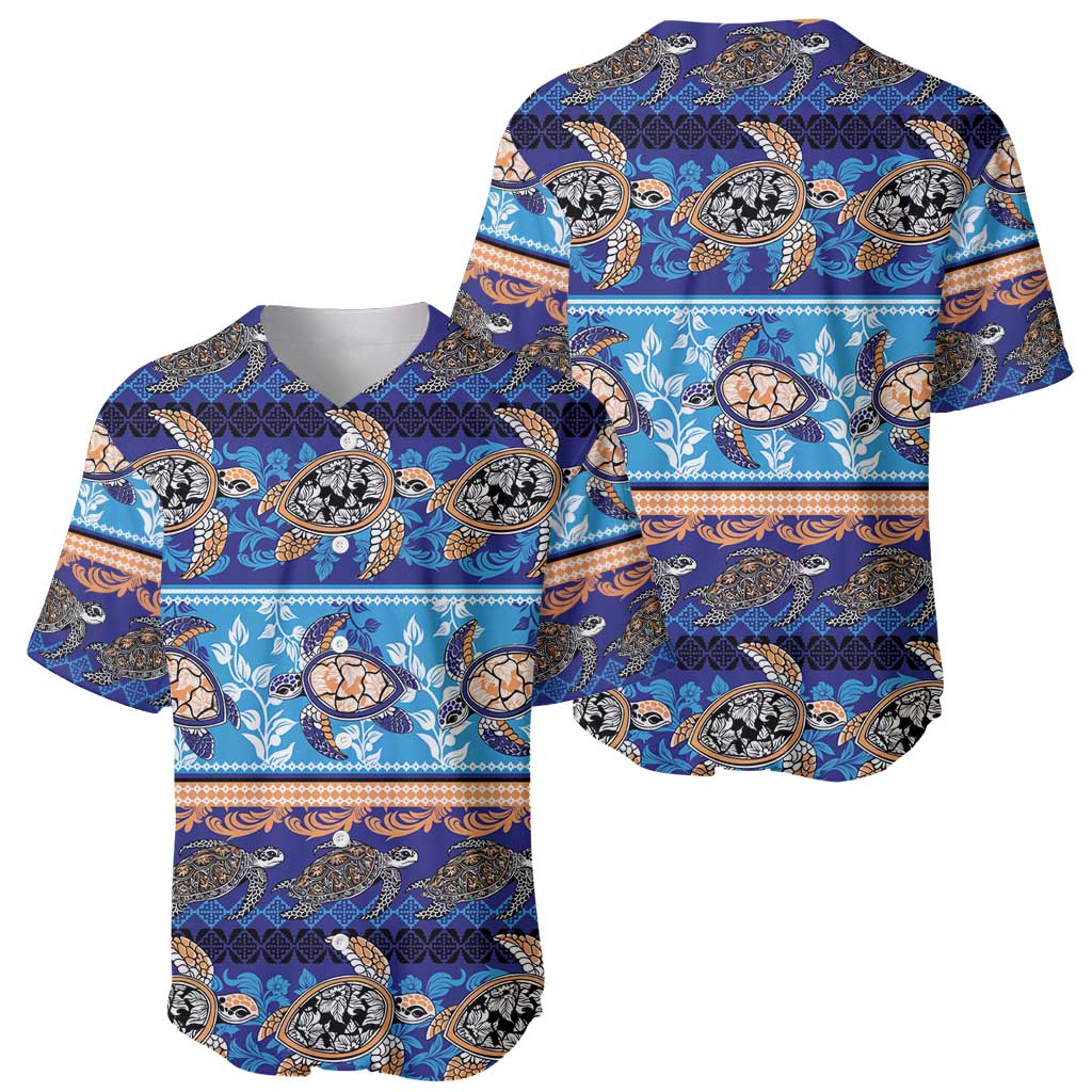 Hawaii Turtles Pattern Special Blue Baseball Jersey LT01 - Polynesian Pride