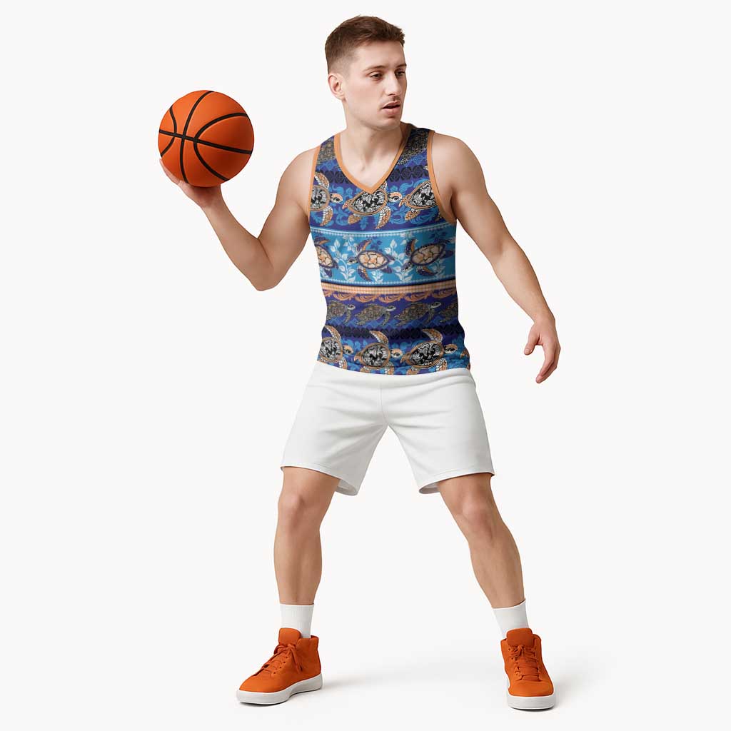 Hawaii Turtles Pattern Special Blue Basketball Jersey LT01 - Polynesian Pride