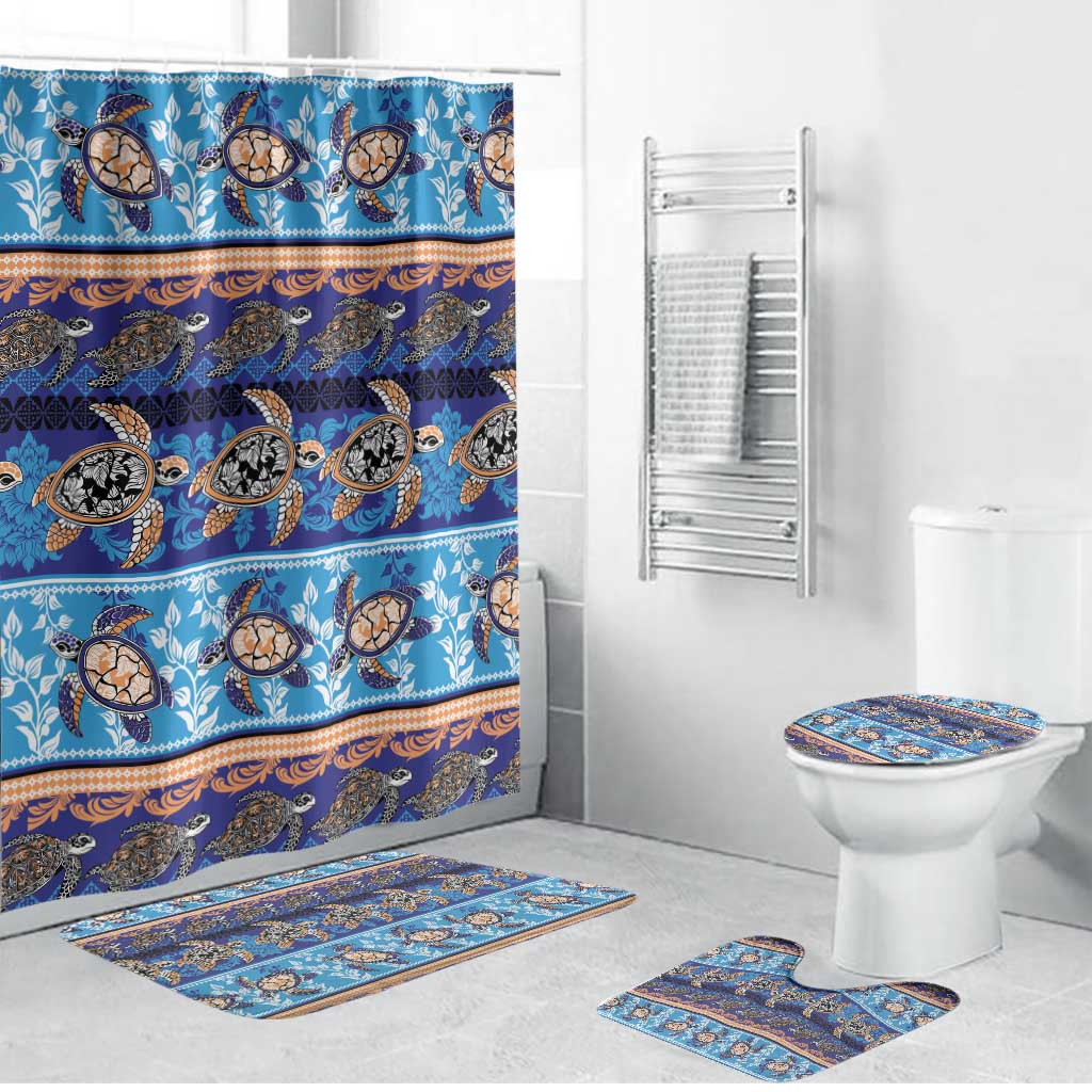 Hawaii Turtles Pattern Special Blue Bathroom Set LT01 Bathroom Set (4 pcs) Blue - Polynesian Pride