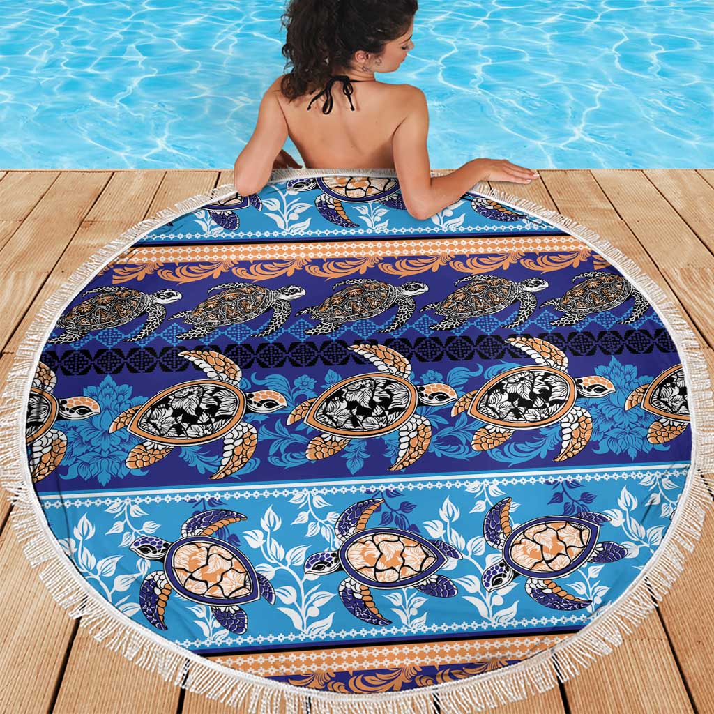 Hawaii Turtles Pattern Special Blue Beach Blanket LT01 - Polynesian Pride