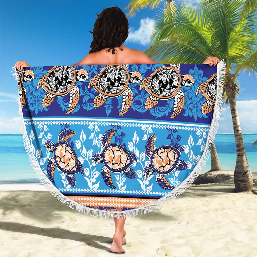 Hawaii Turtles Pattern Special Blue Beach Blanket LT01 - Polynesian Pride