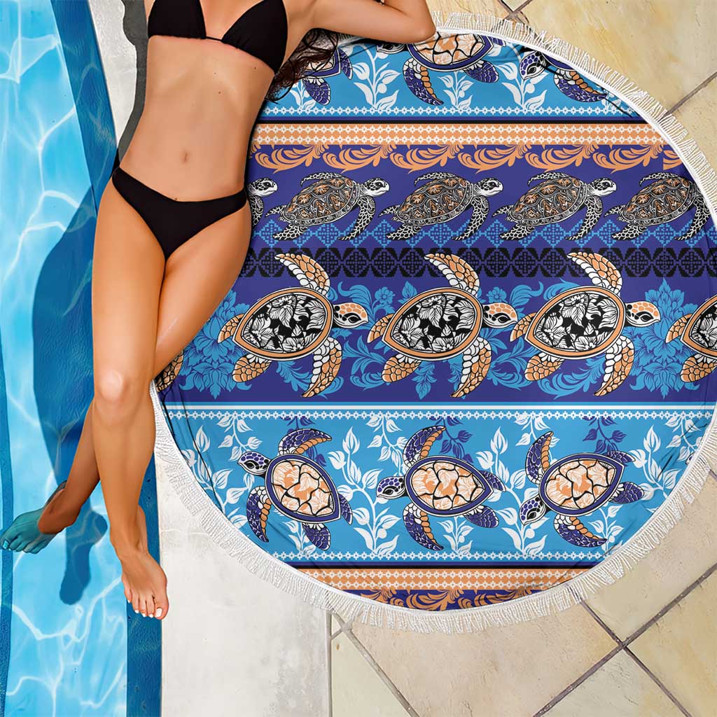 Hawaii Turtles Pattern Special Blue Beach Blanket LT01 - Polynesian Pride