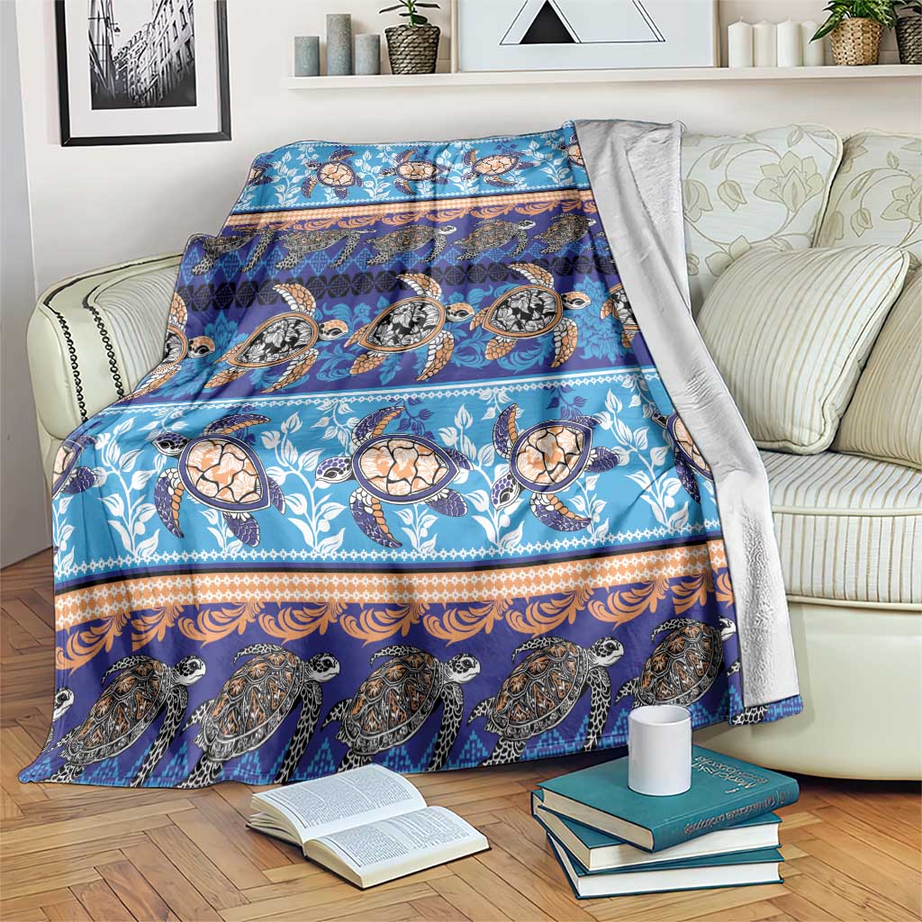 Hawaii Turtles Pattern Special Blue Blanket LT01 Blue - Polynesian Pride