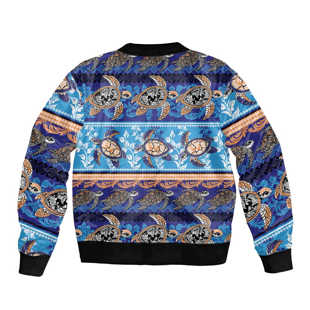 Hawaii Turtles Pattern Special Blue Bomber Jacket LT01 - Polynesian Pride