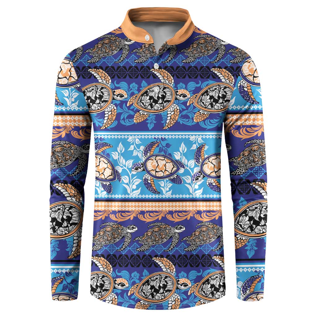 Hawaii Turtles Pattern Special Blue Button Sweatshirt LT01 Blue - Polynesian Pride