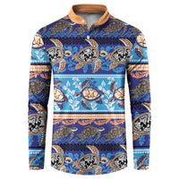 Hawaii Turtles Pattern Special Blue Button Sweatshirt LT01 Blue - Polynesian Pride