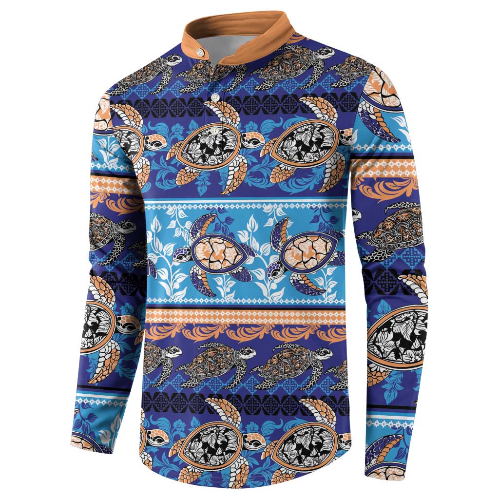 Hawaii Turtles Pattern Special Blue Button Sweatshirt LT01 - Polynesian Pride