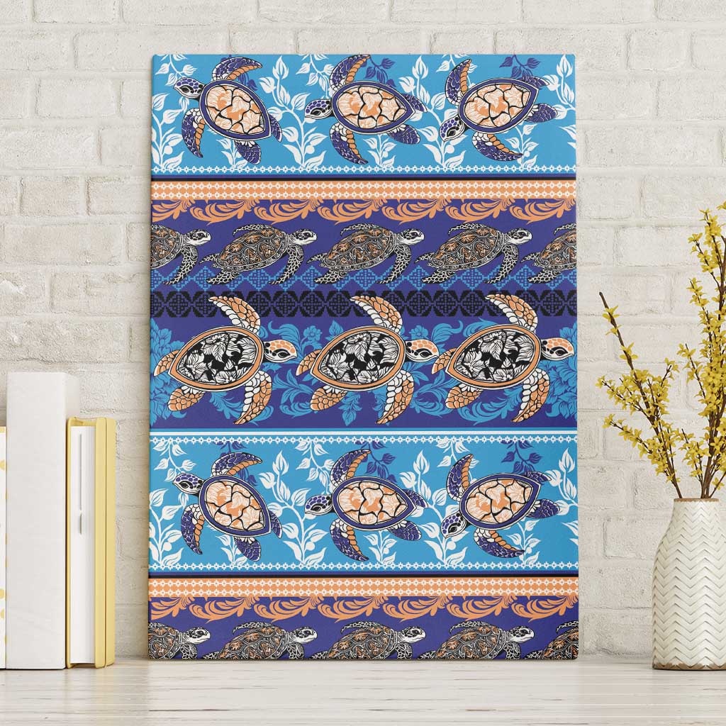 Hawaii Turtles Pattern Special Blue Canvas Wall Art LT01 Without Frame Blue - Polynesian Pride