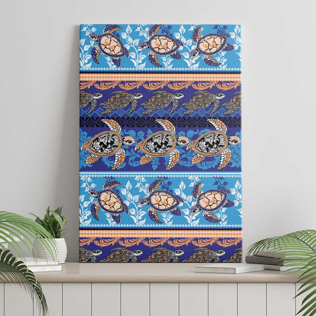 Hawaii Turtles Pattern Special Blue Canvas Wall Art LT01 - Polynesian Pride