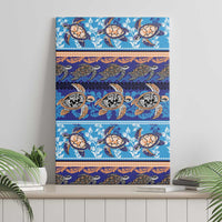 Hawaii Turtles Pattern Special Blue Canvas Wall Art LT01 - Polynesian Pride