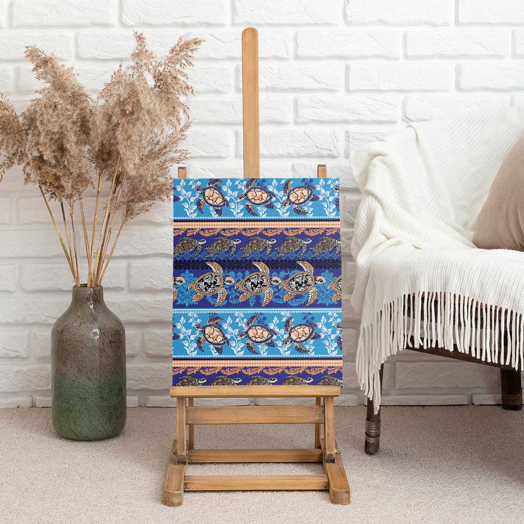 Hawaii Turtles Pattern Special Blue Canvas Wall Art LT01 - Polynesian Pride