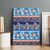 Hawaii Turtles Pattern Special Blue Canvas Wall Art LT01 - Polynesian Pride