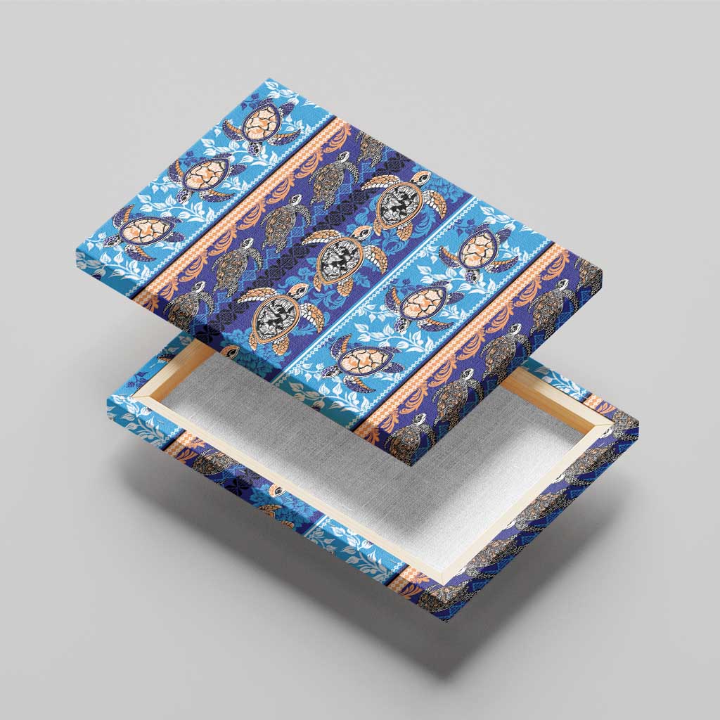 Hawaii Turtles Pattern Special Blue Canvas Wall Art LT01 - Polynesian Pride