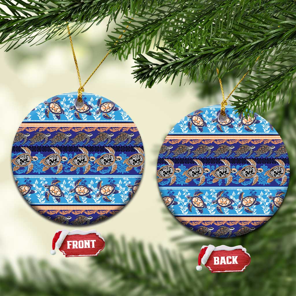 Hawaii Turtles Pattern Special Blue Ceramic Ornament LT01 Circle Blue - Polynesian Pride
