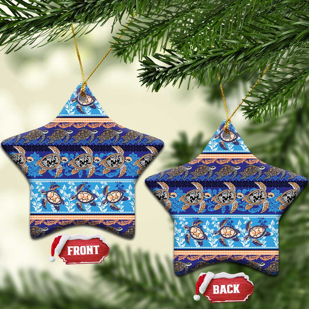Hawaii Turtles Pattern Special Blue Ceramic Ornament LT01 Star Blue - Polynesian Pride
