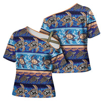 Hawaii Turtles Pattern Special Blue Cross Shoulder Shirt LT01 - Polynesian Pride