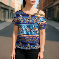 Hawaii Turtles Pattern Special Blue Cross Shoulder Shirt LT01 - Polynesian Pride
