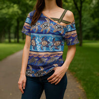 Hawaii Turtles Pattern Special Blue Cross Shoulder Shirt LT01 - Polynesian Pride