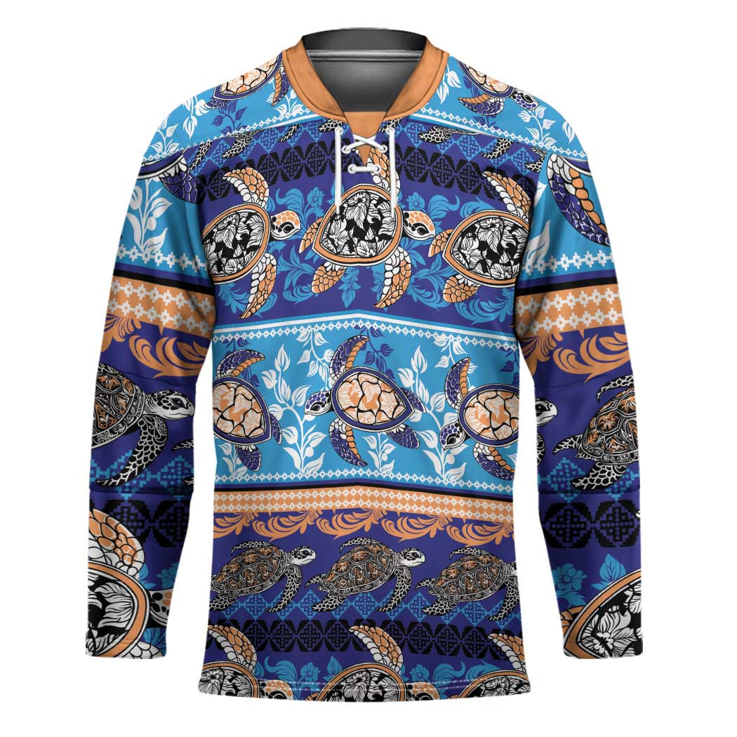 Hawaii Turtles Pattern Special Blue Hockey Jersey LT01 Unisex Blue - Polynesian Pride