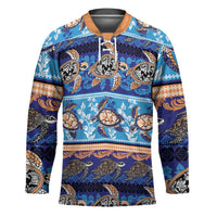 Hawaii Turtles Pattern Special Blue Hockey Jersey LT01 Unisex Blue - Polynesian Pride