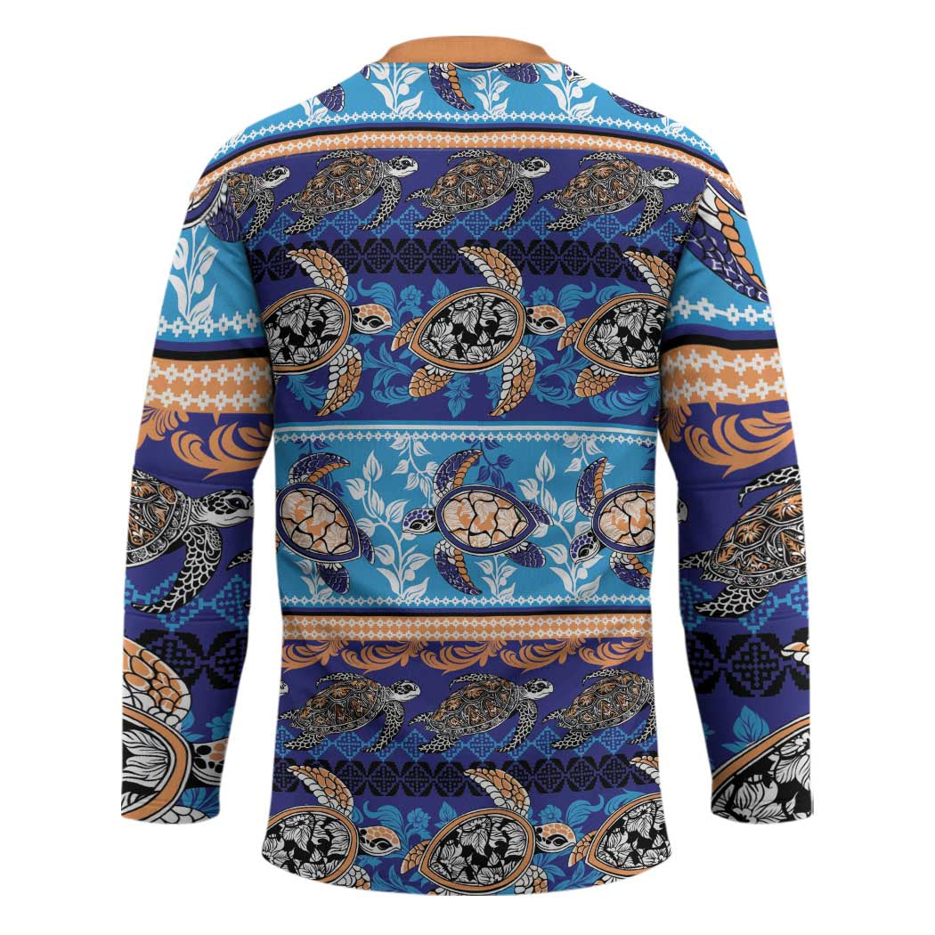 Hawaii Turtles Pattern Special Blue Hockey Jersey LT01 - Polynesian Pride
