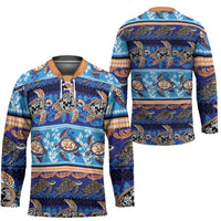 Hawaii Turtles Pattern Special Blue Hockey Jersey LT01 - Polynesian Pride