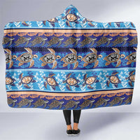 Hawaii Turtles Pattern Special Blue Hooded Blanket LT01 One Size Blue - Polynesian Pride