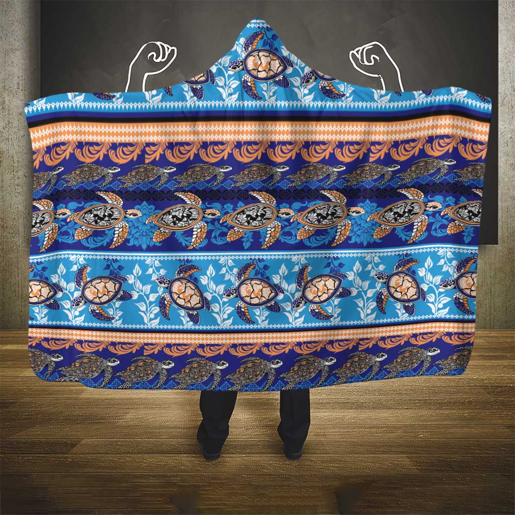 Hawaii Turtles Pattern Special Blue Hooded Blanket LT01 - Polynesian Pride