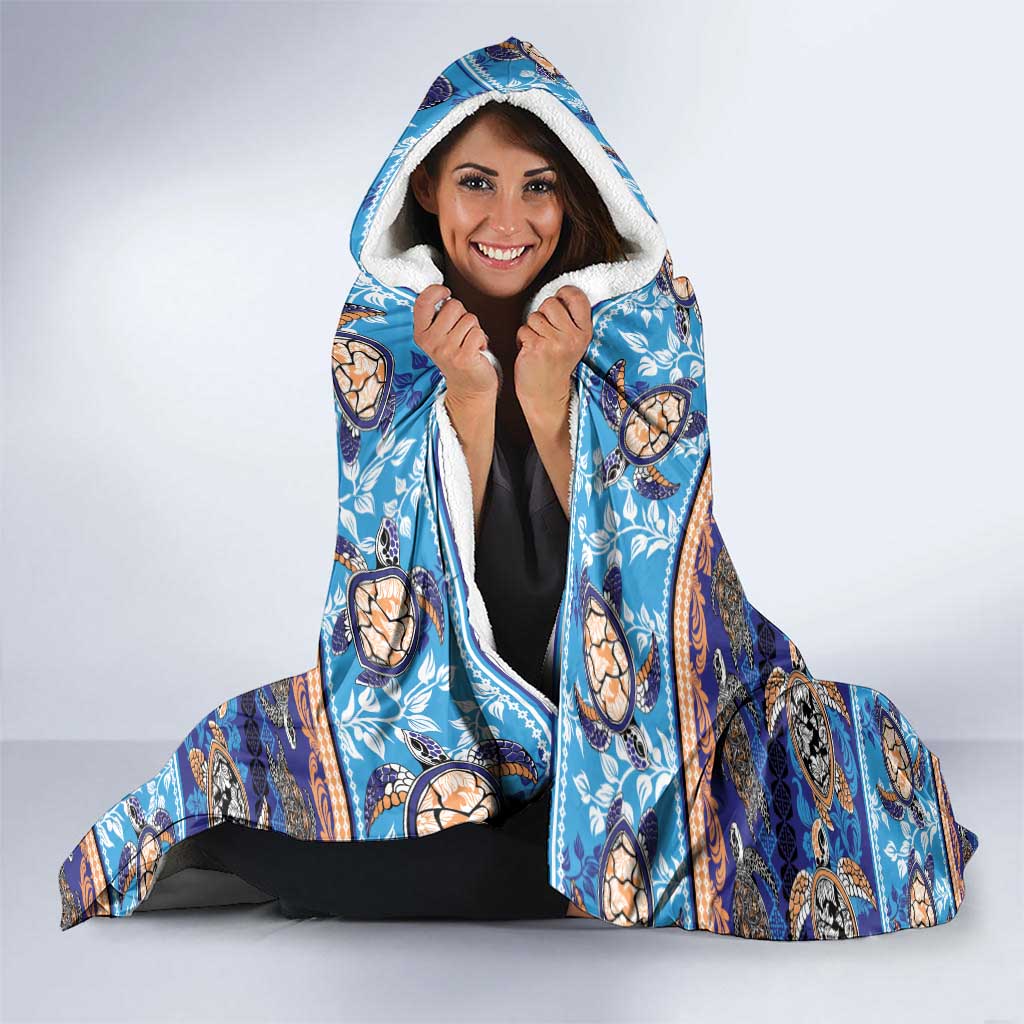 Hawaii Turtles Pattern Special Blue Hooded Blanket LT01 - Polynesian Pride