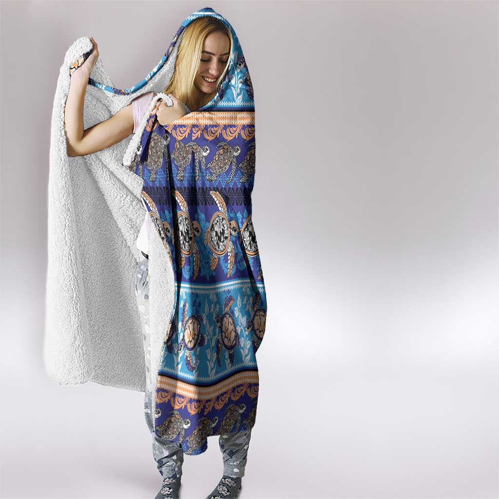 Hawaii Turtles Pattern Special Blue Hooded Blanket LT01 - Polynesian Pride