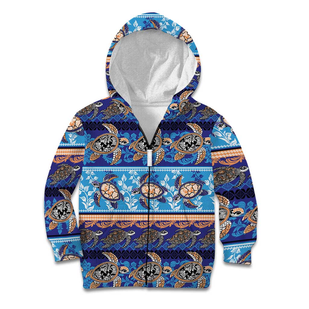 Hawaii Turtles Pattern Special Blue Kid Hoodie LT01 Zip Hoodie Blue - Polynesian Pride