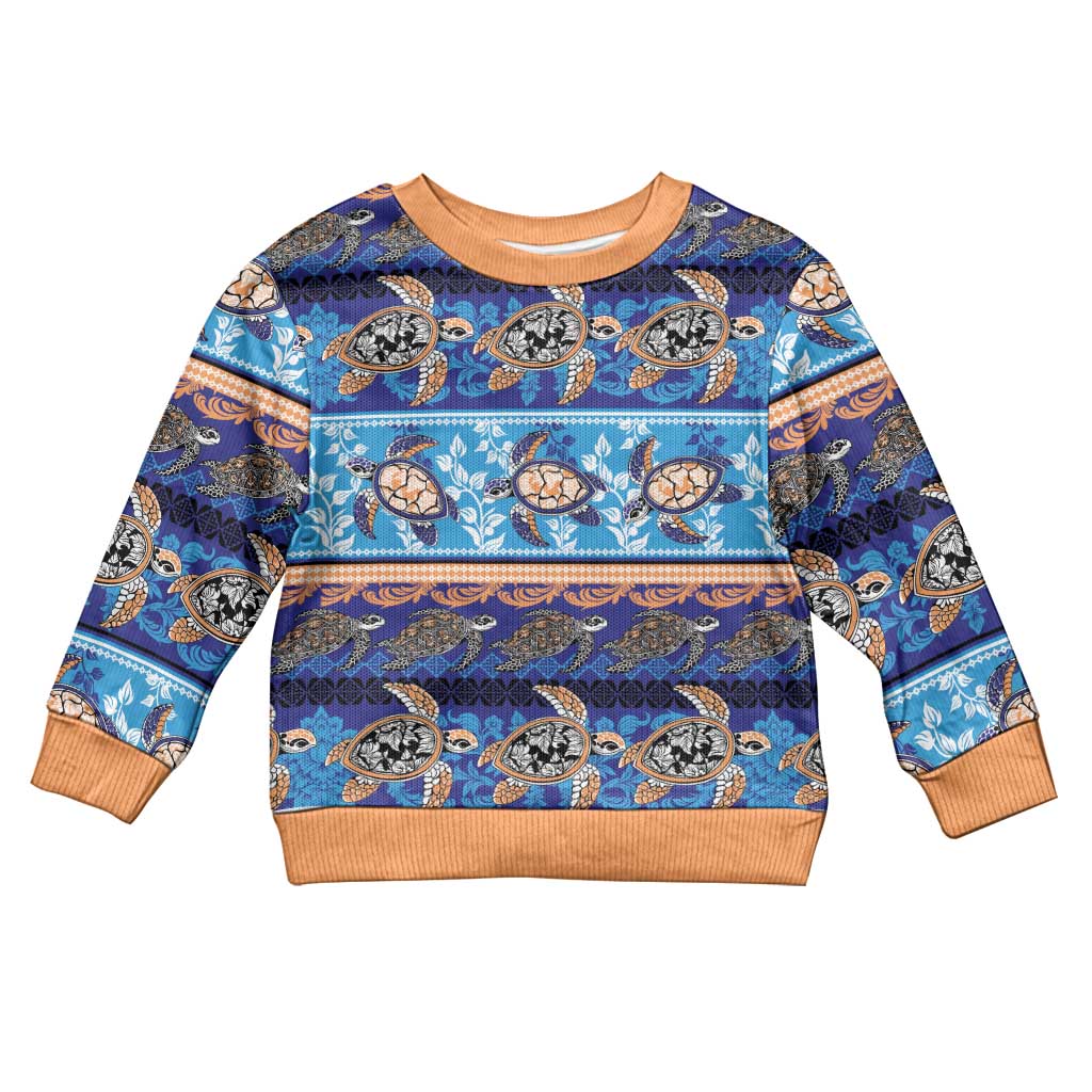 Hawaii Turtles Pattern Special Blue Kid Ugly Christmas Sweater LT01 Kid Blue - Polynesian Pride