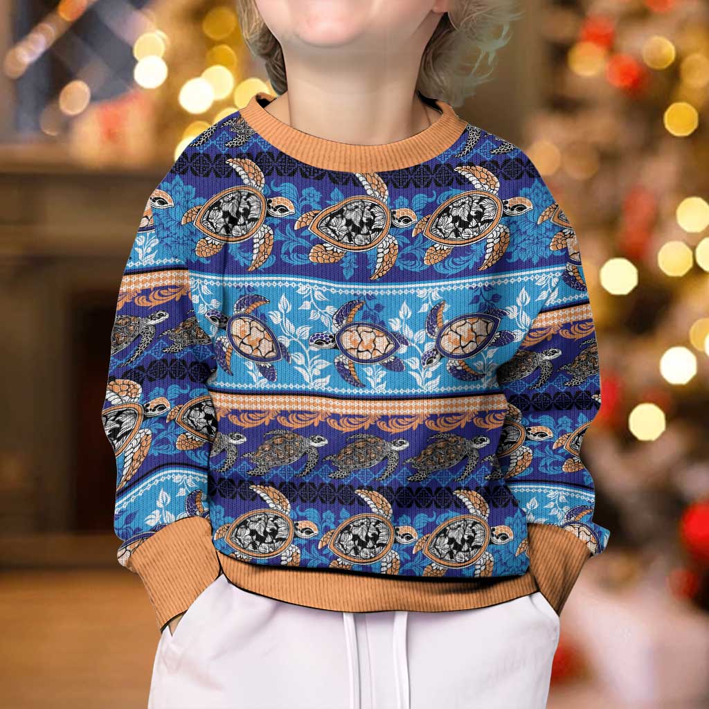 Hawaii Turtles Pattern Special Blue Kid Ugly Christmas Sweater LT01 - Polynesian Pride