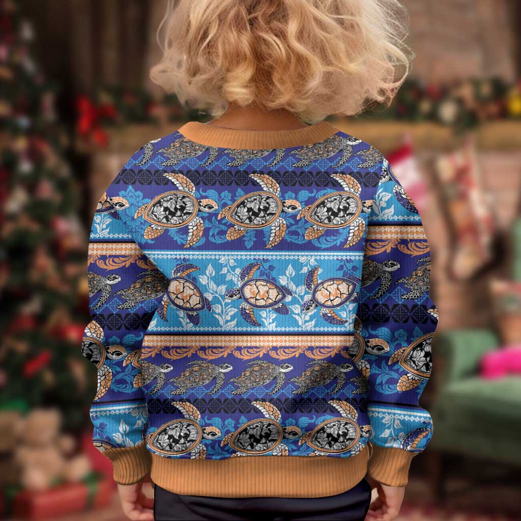 Hawaii Turtles Pattern Special Blue Kid Ugly Christmas Sweater LT01 - Polynesian Pride