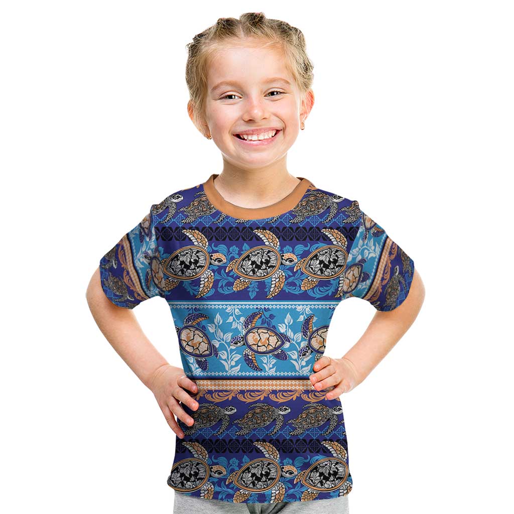 Hawaii Turtles Pattern Special Blue Kid T Shirt LT01 Blue - Polynesian Pride