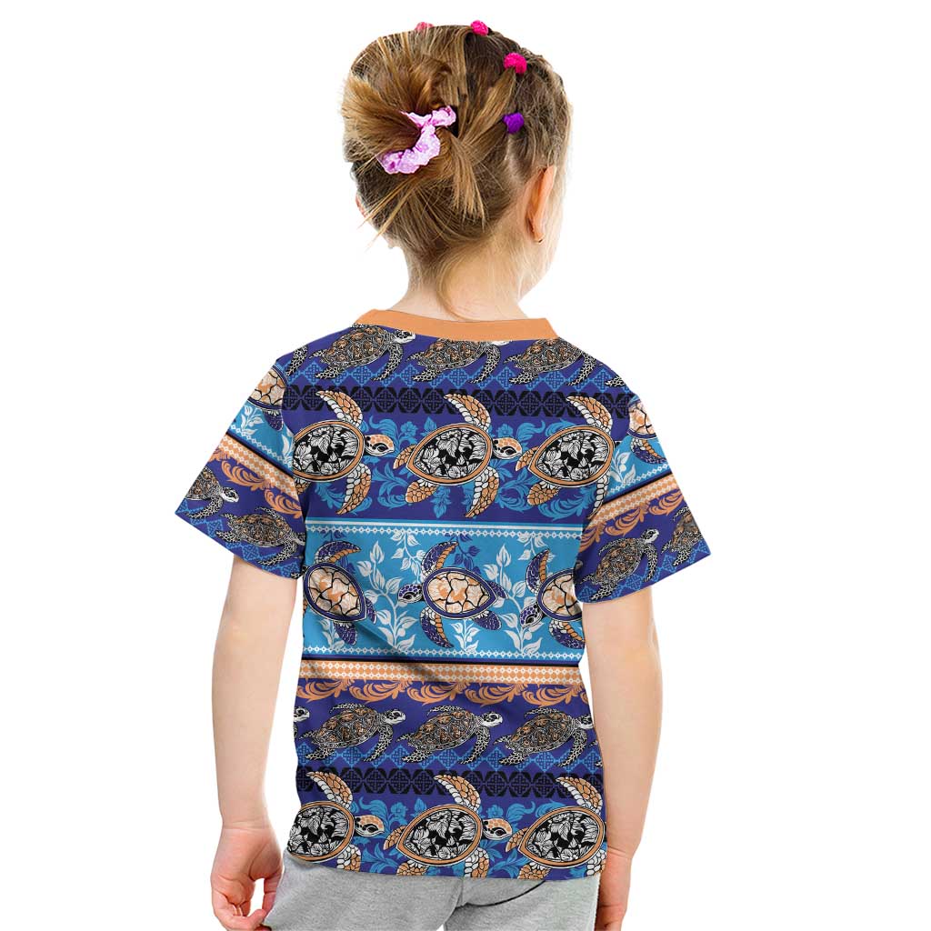 Hawaii Turtles Pattern Special Blue Kid T Shirt LT01 - Polynesian Pride