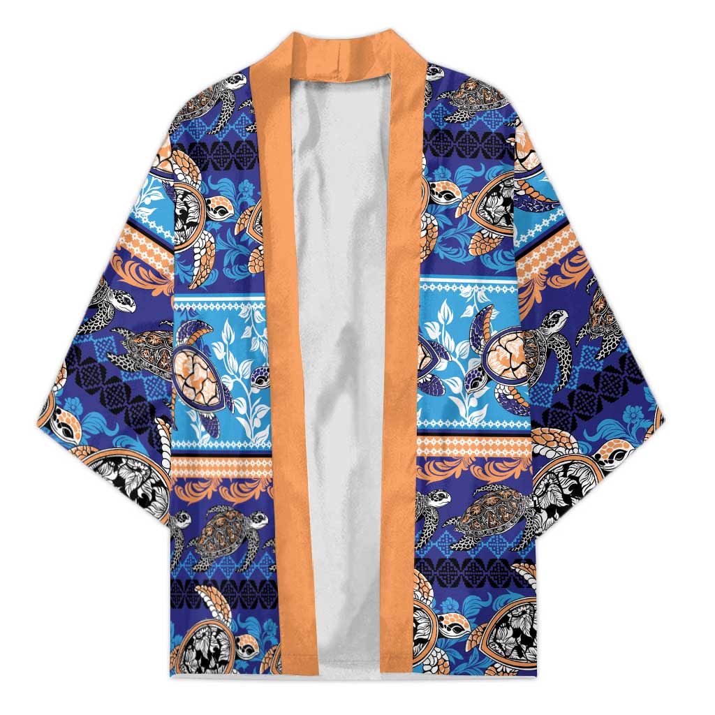 Hawaii Turtles Pattern Special Blue Kimono LT01 Unisex Blue - Polynesian Pride