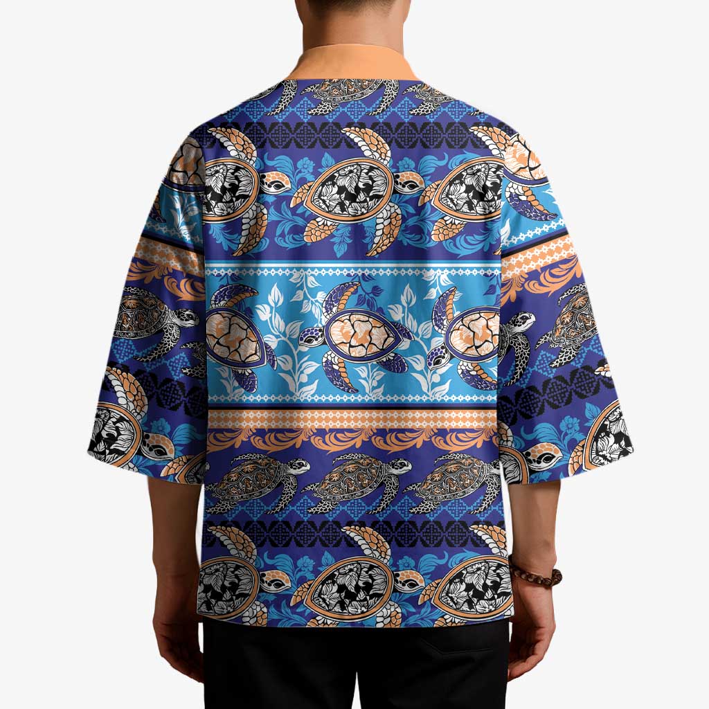 Hawaii Turtles Pattern Special Blue Kimono LT01 - Polynesian Pride