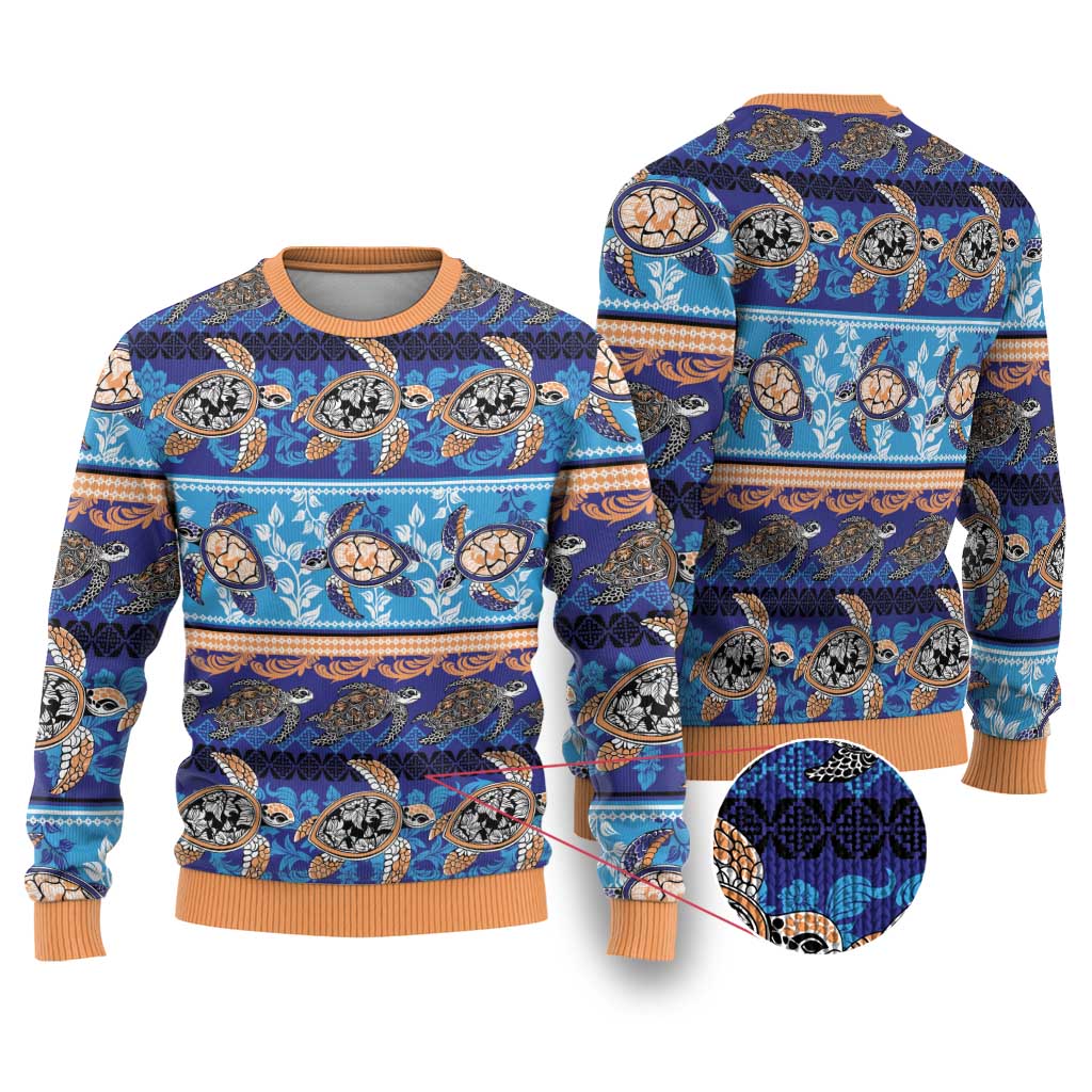 Hawaii Turtles Pattern Special Blue Ugly Christmas Sweater LT01 Blue - Polynesian Pride