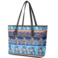 Hawaii Turtles Pattern Special Blue Leather Tote Bag LT01 - Polynesian Pride